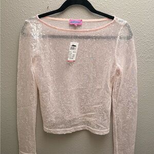 Edikted Light Pink Sequin Blouse